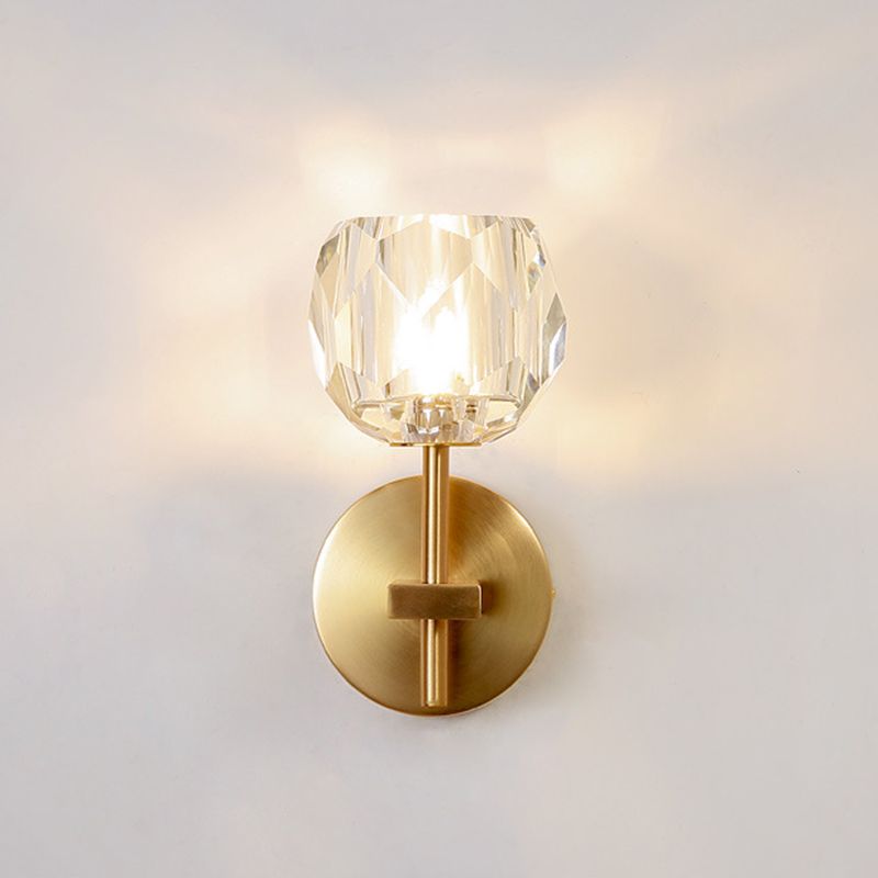 1-Light Crystal Wall Mounted Lighting Modern Style Gold Ball Wall Sconce Lights