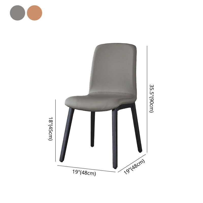 Minimalist Solid Back Dining Chairs Microfiber Leather Dining Chairs