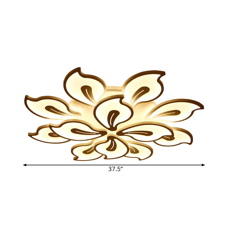 Acrylic Bauhinia Leaves Flush Ceiling Light Modernism LED 3/5/9-Light Flush Mount Light Fixture in Warm/White/Natural Light