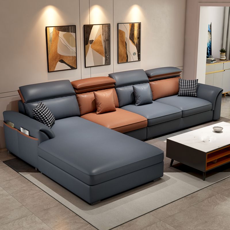 Pillow Top Arm Cushion Back Storage Sectional Sofa with Chaise