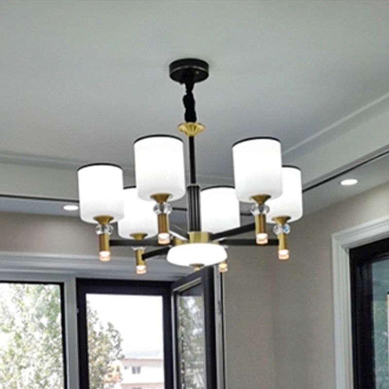 Luce il lampadario a sfumatura del cilindro Luce a sospensione in vetro in stile americano per soggiorno