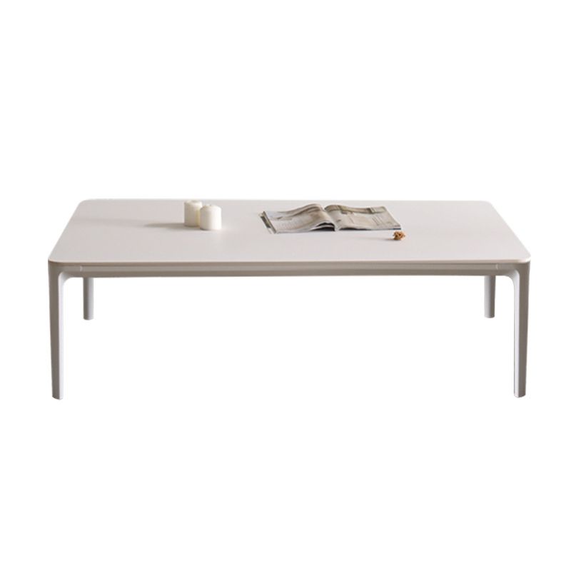 Modernism Sate Top Coffee Table Rectangular 4 Legs Cocktail Table in White