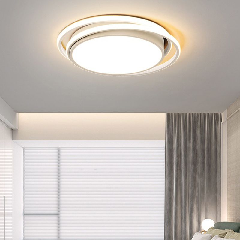 Modernism LED White Flush Mount Light Iron Round Ceiling Flush Fixture