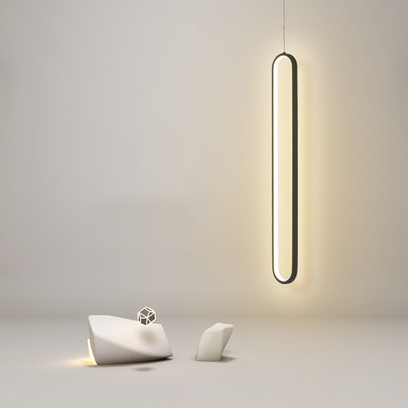 1 Light Linear Hanging Pendant Modern Style Metal Hanging Lighting for Dining Room