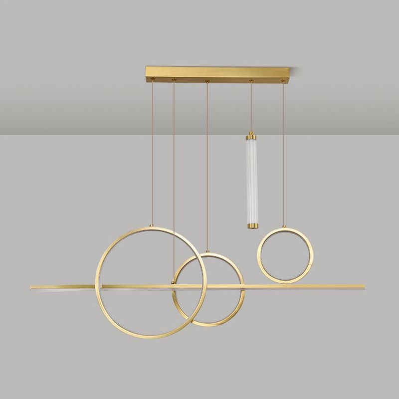 Multiple-Light Geometric Island Pendant Modern Metal Island Lighting for Dining Room