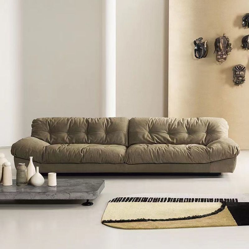 Armless Standard Sofa Tufted Split-Back Green Settee for Living Room