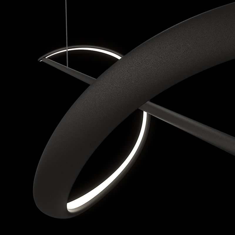 Black LED Island Hanging Lamp Strip Shape Island Lamp with Acrylic Shade for Dining Room