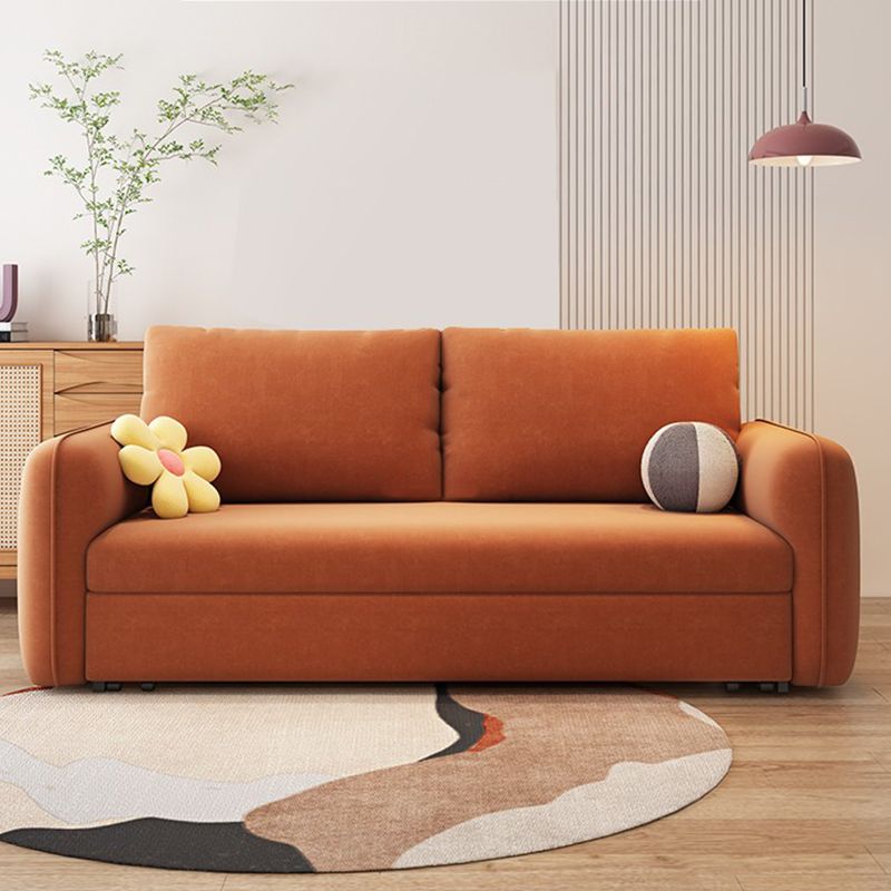 32.67" Wide Futon Sofa Bed with Storage Foldable Orange Synthetic Fiber
