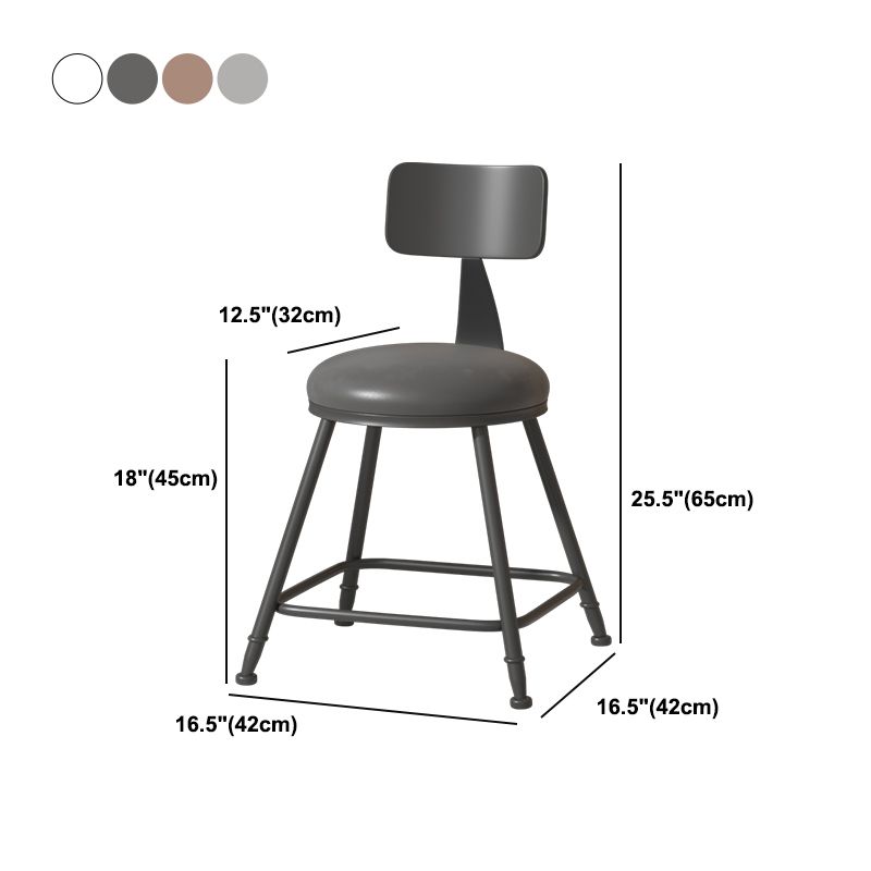 Modern Armless Backrest Counter Stool Iron Cafe Bar Stool with Leather Cushion