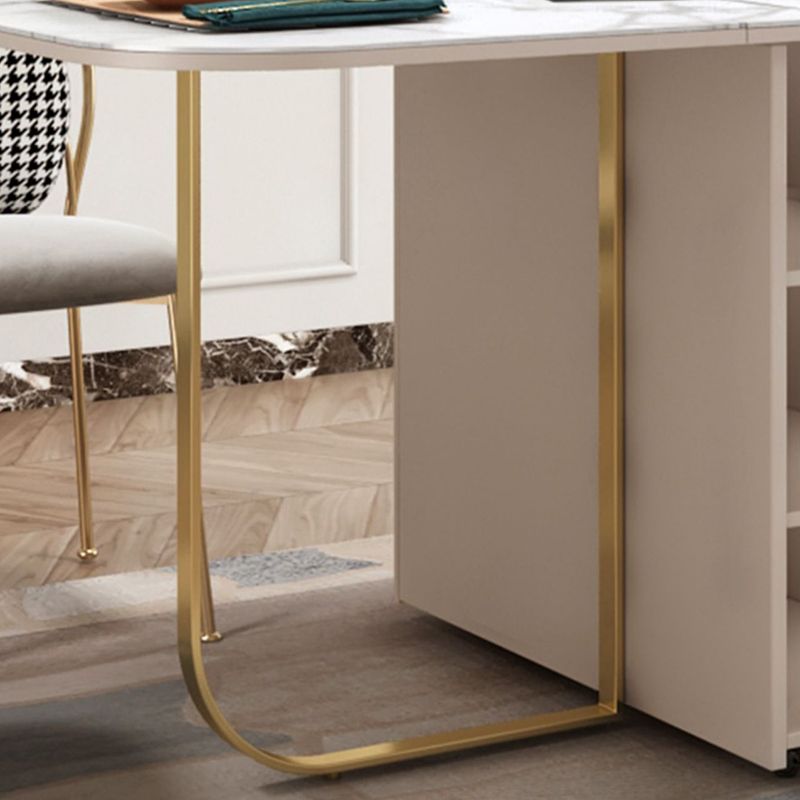 Moderna 1/2/3/5 Piezas Mesa de comedor blanca con juego de comedor plegable de piedra sinterizada