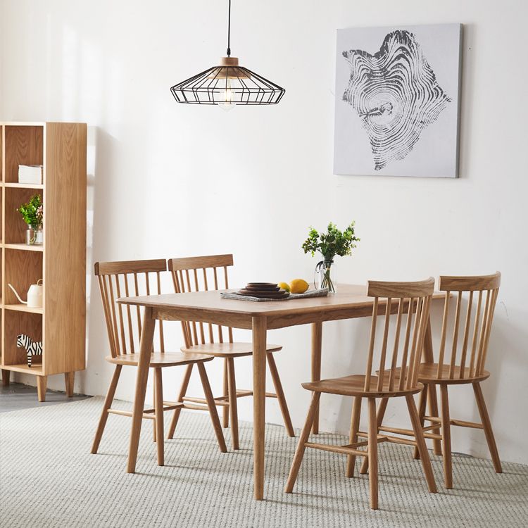 Rectangle Oak Wood Table in Nature Modern Dining Table with Wooden 4 Legs