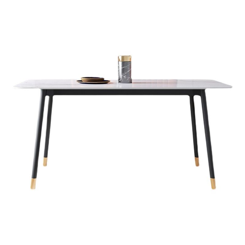 Rectangle Sintered Stone Dining Table Traditional Luxury Dining Table with Black Frame