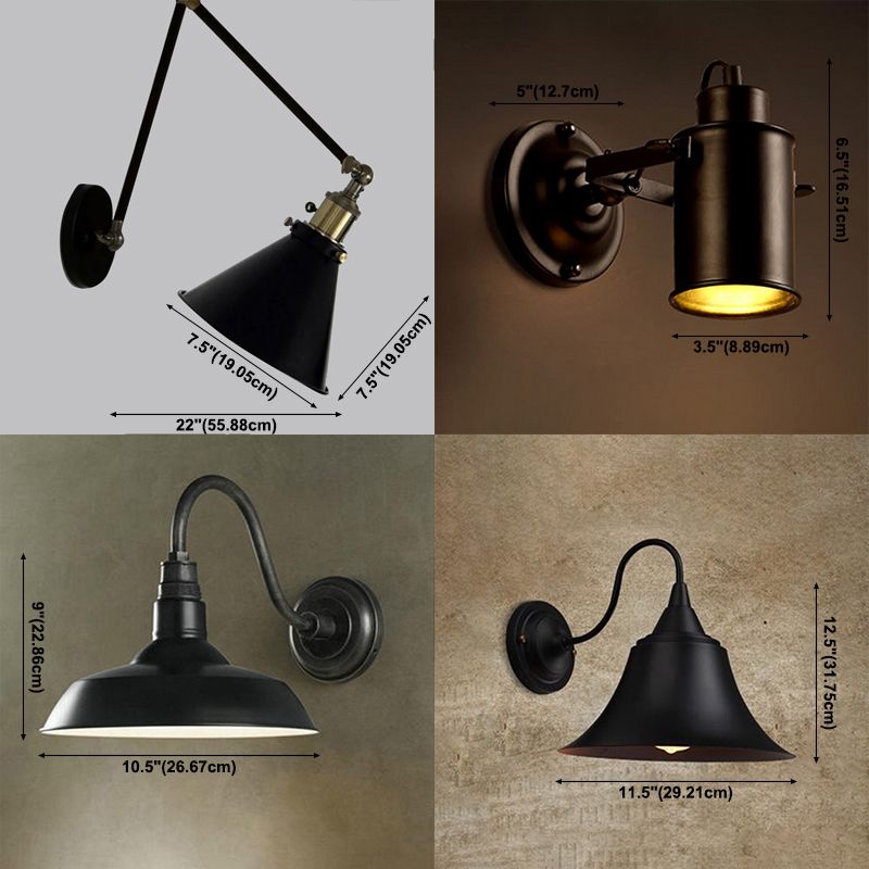 Einzigartige Schattenleuchte Industrial Style 1 Lichtmetall Wandleuchte Leuchte in Schwarz
