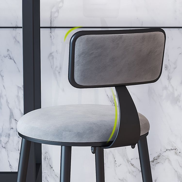 Modern Armless Backrest Counter Stool Iron Cafe Bar Stool with Velvet Cushion and Pedal