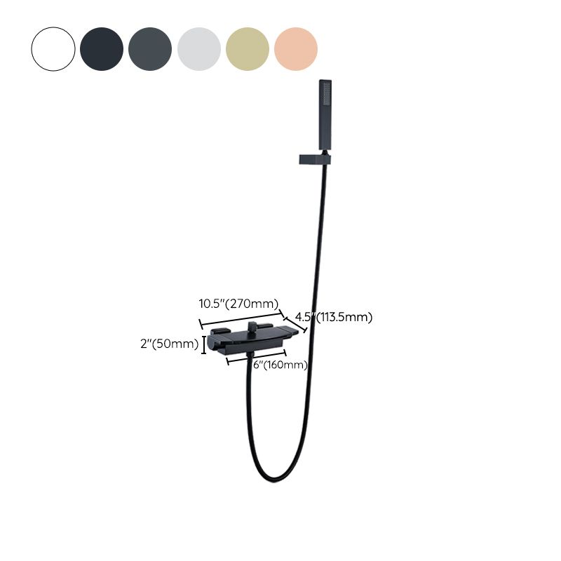 Modern Wall Mounted Copper Tub Filler Low Arc Waterfall Tub Faucet Trim