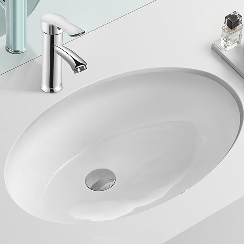 Bathroom Sink Ceramic White Round Anti-spill Sink with Faucet