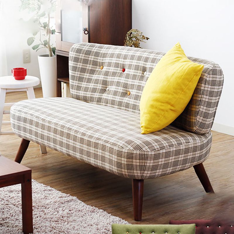 Contemporary Fabric Settee with Hair Pin Legs, Armless Standard Sofa