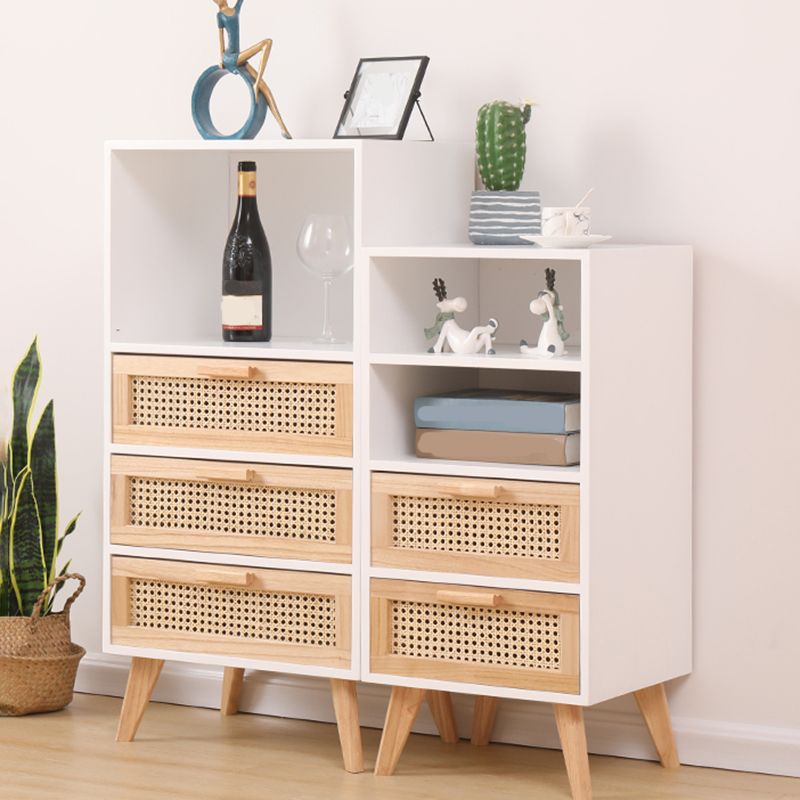 Wicker Rattan Accent Cabinet Bar Pulls Handle Design Storage Cabinet