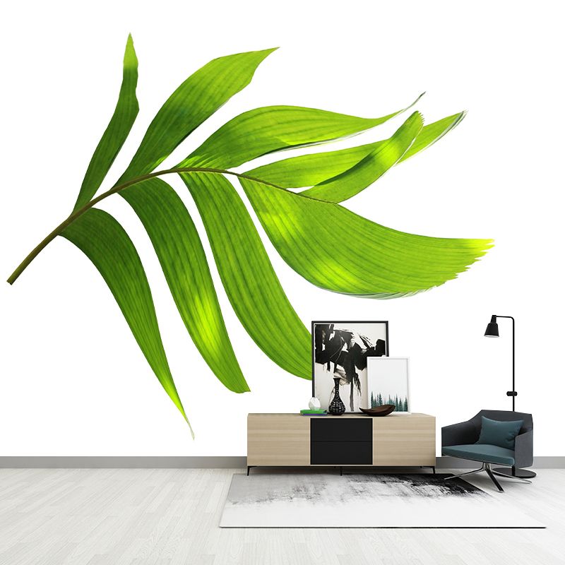 Tropical Palm Leaf Mural Soft Color Stain Resistant Wall Art for Living Room