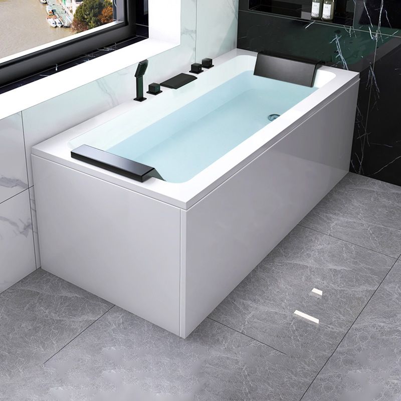 Modern Soaking Freestanding Bathtub White Acrylic  Rectangular Bath Tub