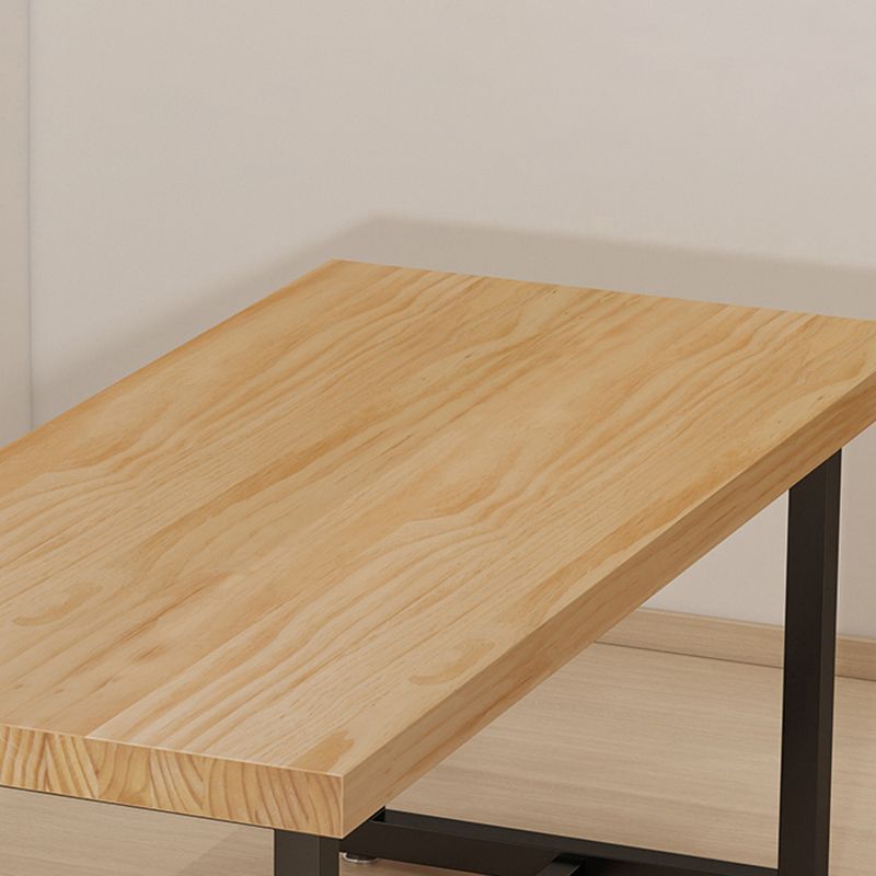Modern Style Solid Wood Dining Set with Rectangle Shape Table and Trestle Base for Home Use