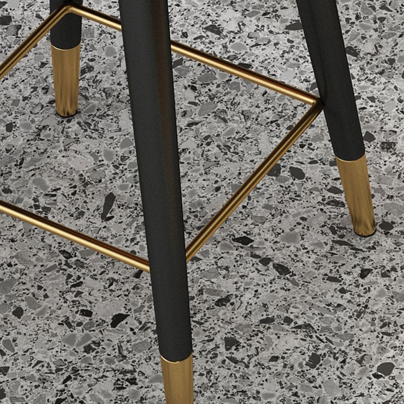 Glam Backrest Bar Stool Leather Counter Stool with Metal Legs