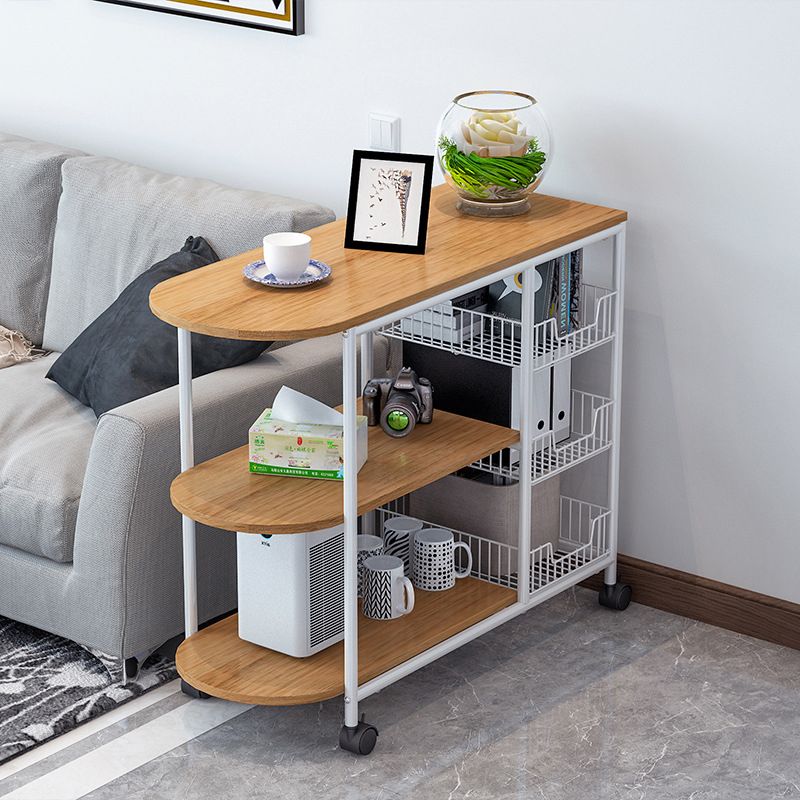 Modern Kitchen Prep Table Manufactured Wood with Casters Prep Table