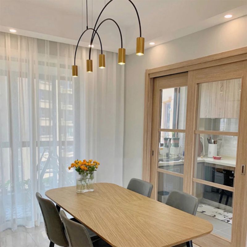 Simple Island Chandelier Lights Modern Style Cylinder Shape Metal Multi Light Pendant