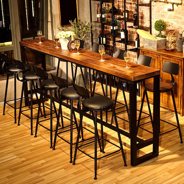 Industrial 1/6/11 Pieces Bar Table Set Rectangle Pine Wood Counter Table with Stools