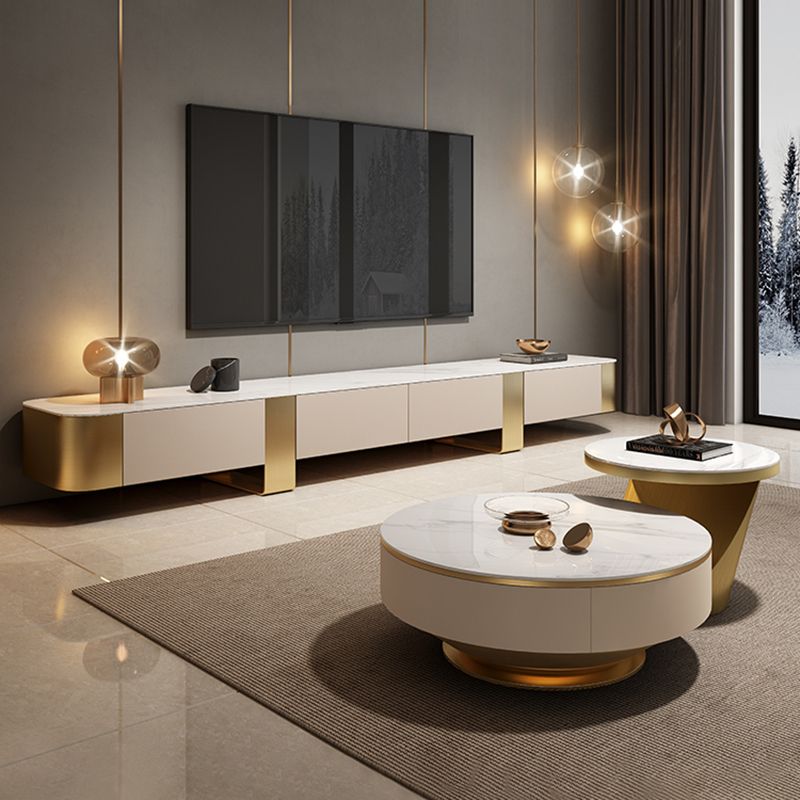 Stone TV Stand Console Contemporary TV Media Console with Drawers