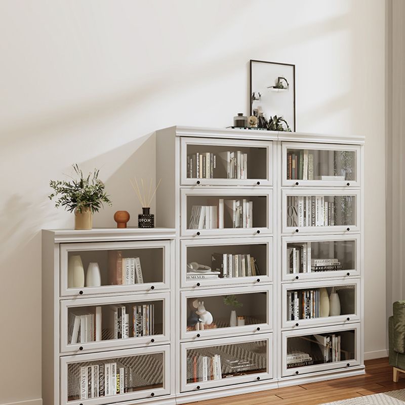 Modern Closed Back Standard Bookshelf Wooden Bookcase in White for Study Room