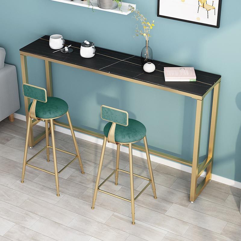 Contemporary Stone Top Bar Table 42-inch Height Iron Pedestal Bistro Table