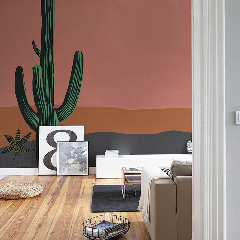 Cool Cactus and Desert Mural Wallpaper for Bedroom Decor Contemporary Wall Art, Made to Measure