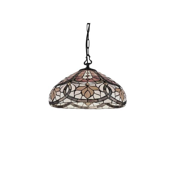Floral Hanging Pendant Light Stained Glass Shade Living Room and Kitchen Lighting with Adjustable Chains