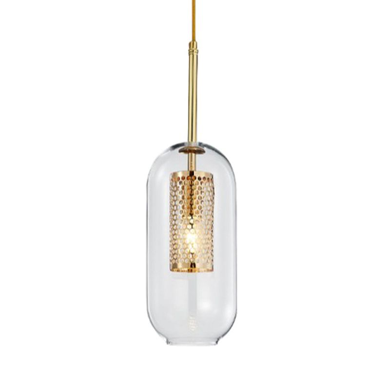 1 léger pendentif cylindrique lumière moderne minimaliste en verre transparent à manger lampe suspendue