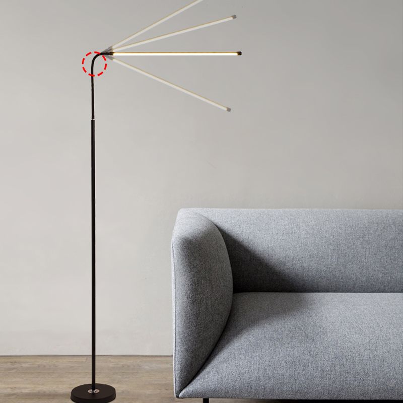 Modern Linear Shape Floor Lamp Metal 1-Light Floor Lamp in Black
