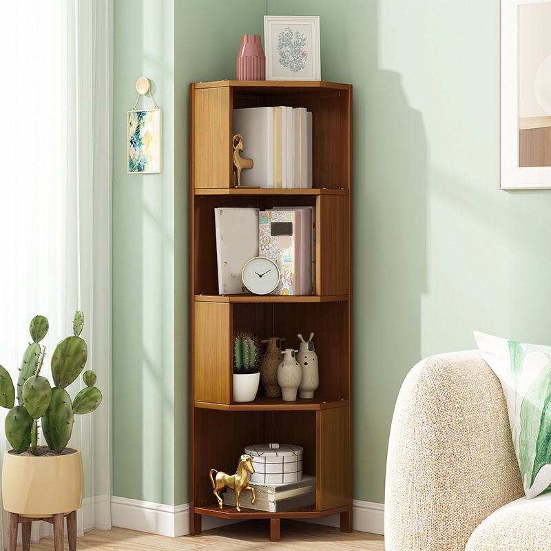 Mid-Century Modern Corner Cabinet with Shelves and Straight Legs in Brown