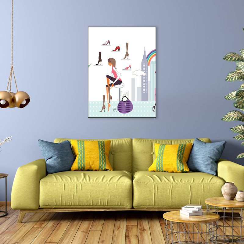 Toile imprimée nordique pour femmes urbaines, décoration murale texturée de couleur Pastel pour salon