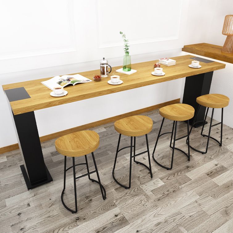 Modern 1/2/5 Pieces Rectangular Pub Table Set Wooden Counter Table with Backless Stools