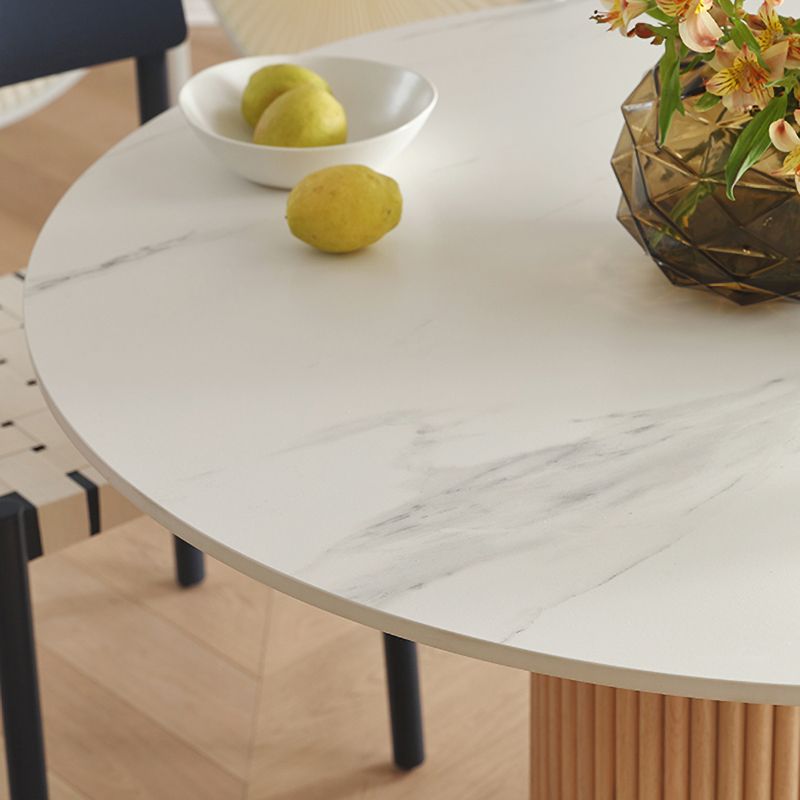 Mesa de comedor de madera sólida redonda colección de comedor estilo simplicidad con pedestal casual