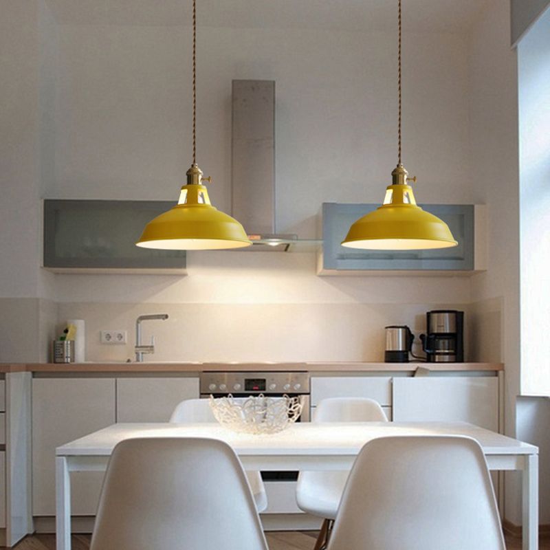 Kitchen Barn Metal Shade Pendant Lamp 1 Light Nordic Style Macaron Colored Hanging Lamp