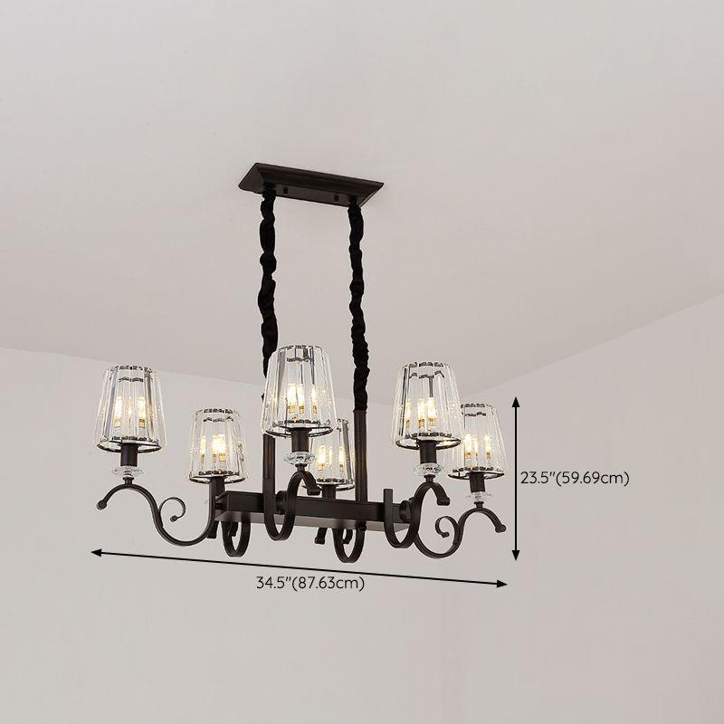 American Style Hanging Lamp Crystal Shade Island Light Fixture for Living Room