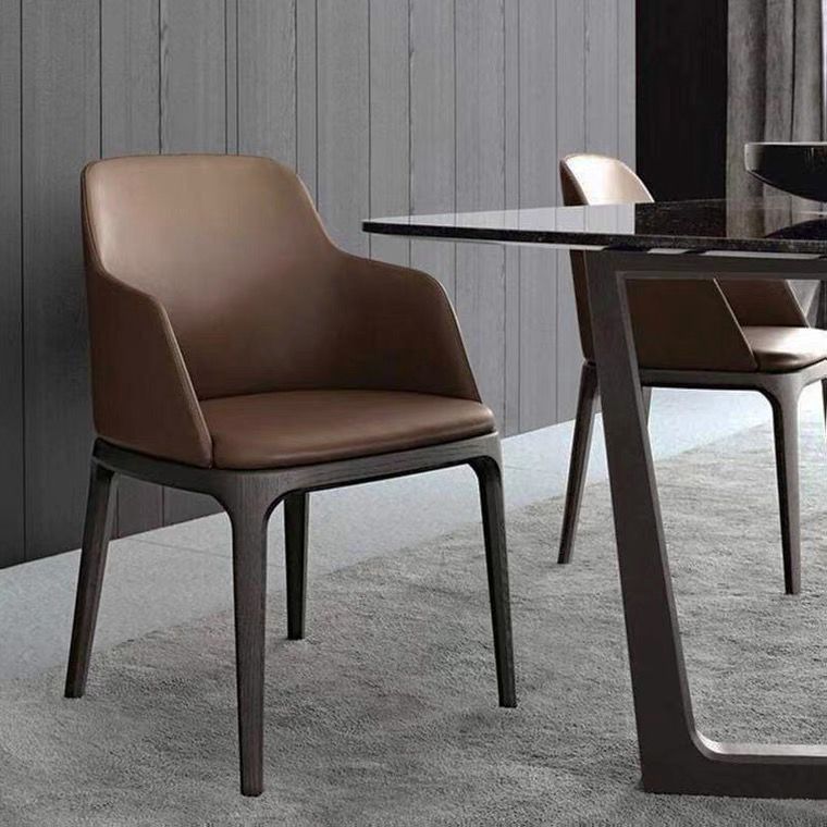 Fauteuil de maison en cuir scandinave, finition mate, chaise de salle à manger à dossier solide (Ensemble de 2)