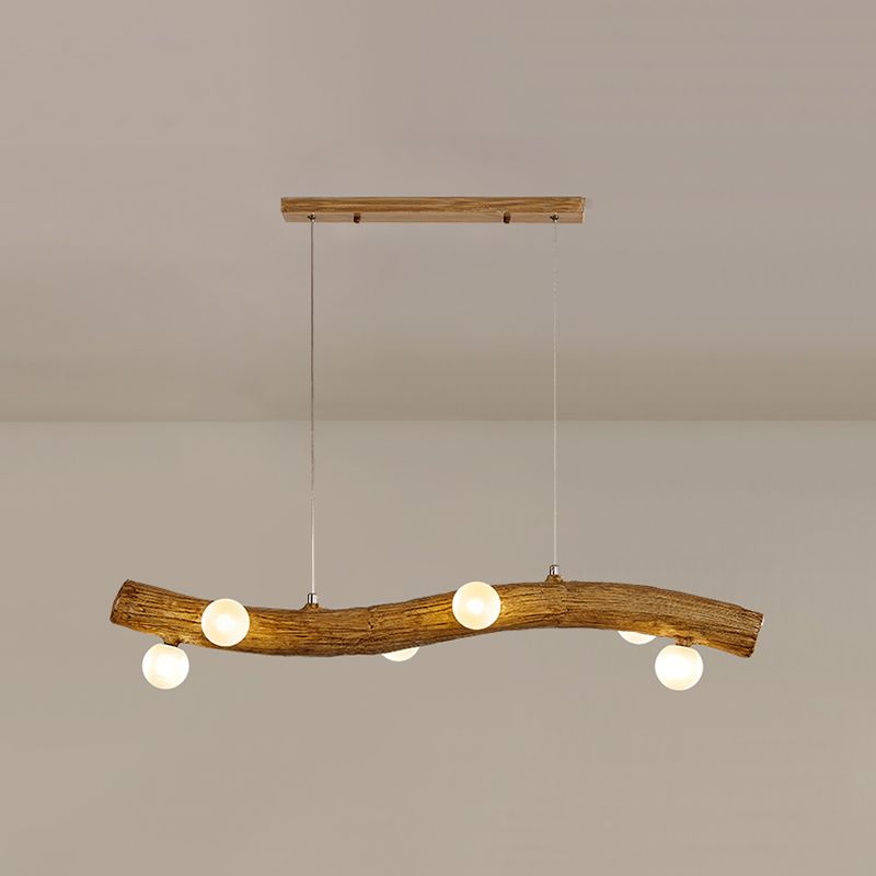 Resin Island Lights Lámparas de suspensión de tocón de restaurante múltiples de múltiples cabezas con sombra de vidrio