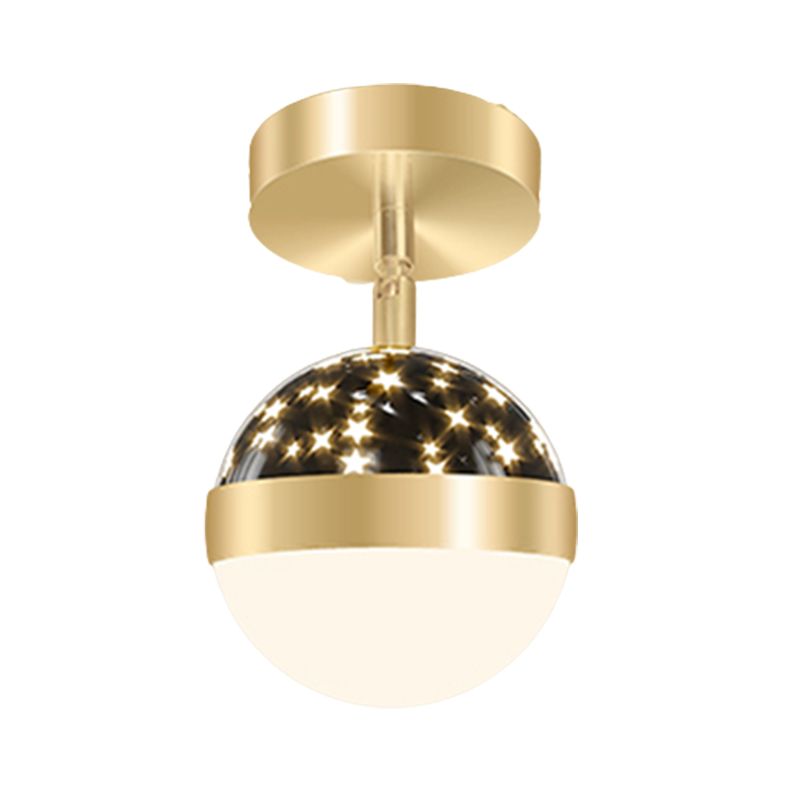 LED Modern Metal Flush Mount Ball Shape Ceiling Light with Plastic Shade for Living Room