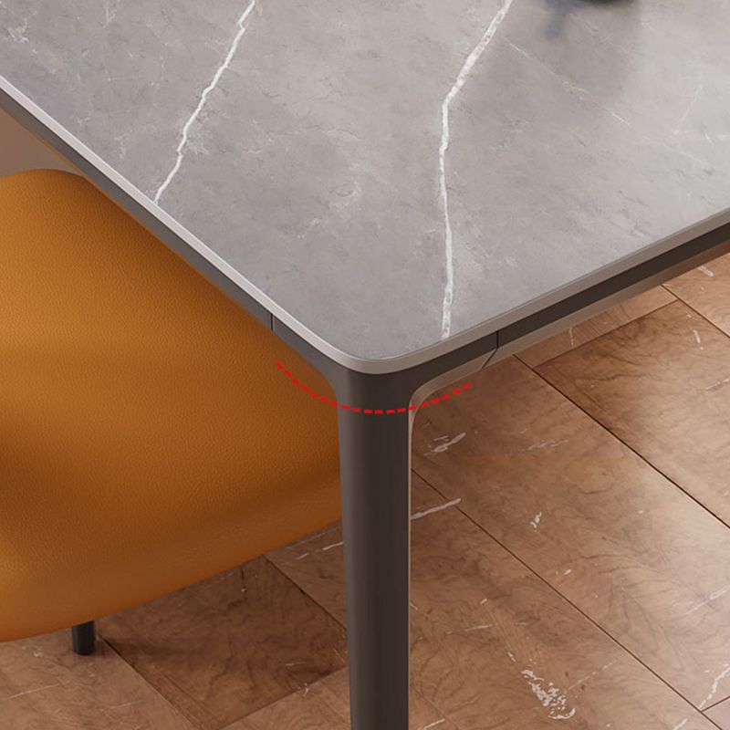 Sintered Stone Grey Dining Table Industrial 4 Legs Table for Dining Room
