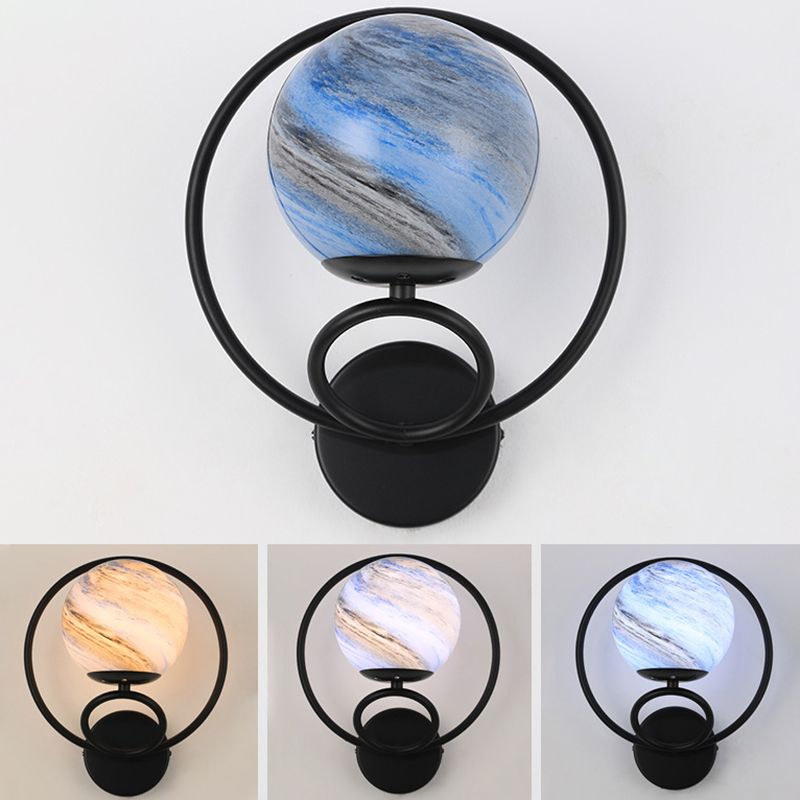 Contemporary Wall Sconce Globe Glass Wall Light Fixture for Living Room