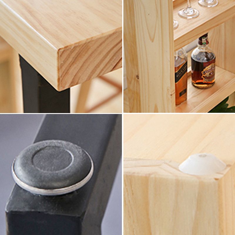 Pine Wood Bistro Table with Storage Modern Pub Table for Home