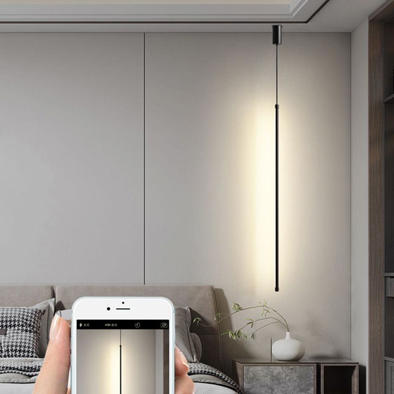 Minimalistische lineare Anhängerbeleuchtung, Acryl -LED hängen Licht in Schwarz