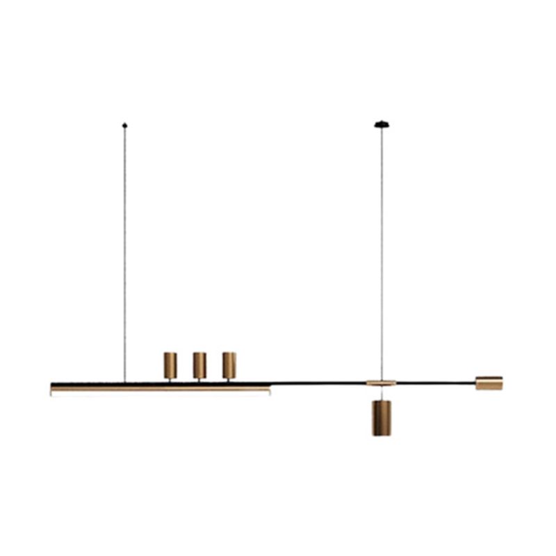 Modern LED Metal Pendant Light Linear Shape Island Lamp with Acrylic Shade for Living Room